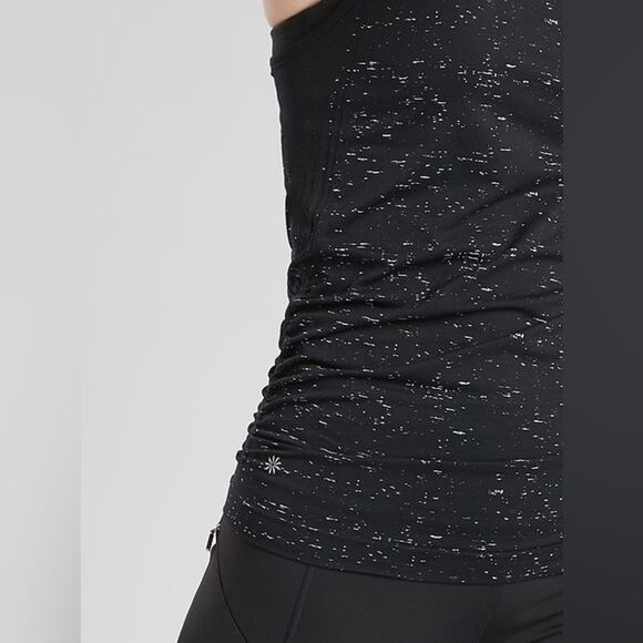 Athleta Speedlight Speckle Stretch Ruched Racerback Tank Black Speck Size S Yoga - Picture 3 of 14